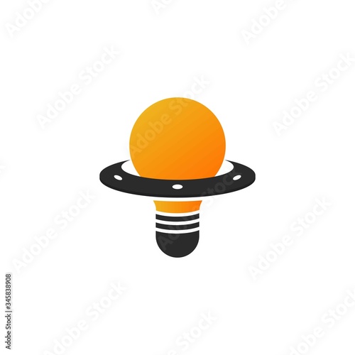 Logo lights and UFO in orange and black. Vector design logo template.
