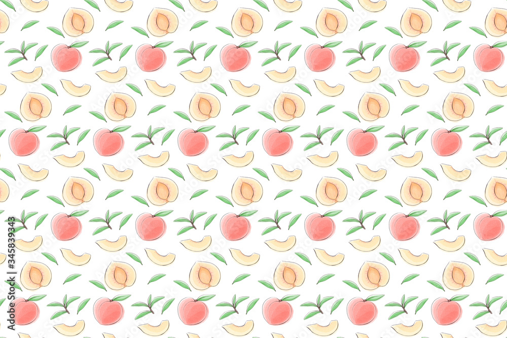 pattern with peaches and leaves