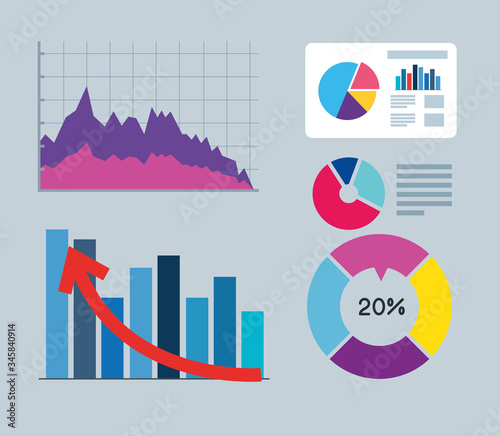 set infographics of financial recovery vector illustration design