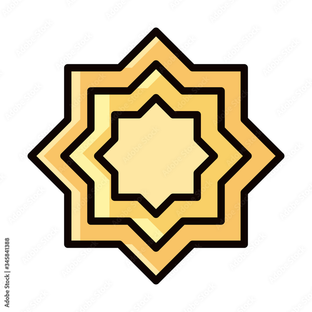 arabesque decoration eid mubarak islamic religious celebration line and fill icon