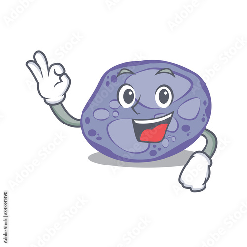 Blue planctomycetes mascot design style with an Okay gesture finger