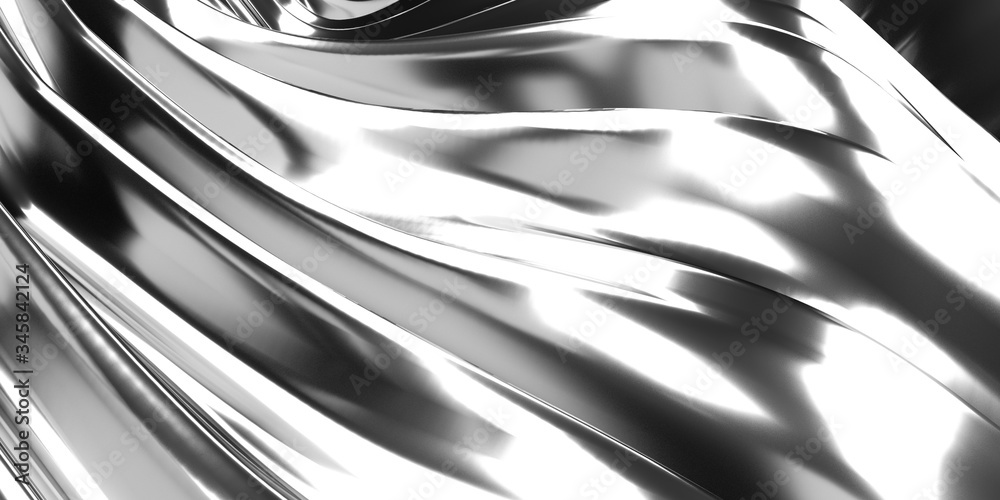 Metallic abstract wavy liquid background