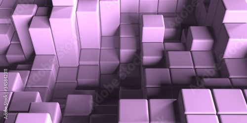 Pink vintage abstract background. Chaotic cubes
