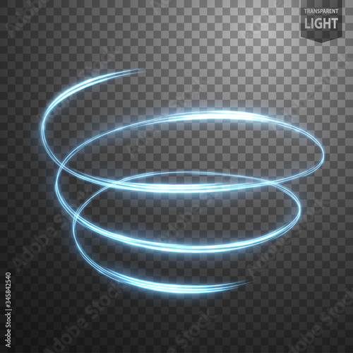 Glowing Spiral on transparent background, Abstract light speed motion effect