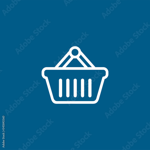 Basket Line Icon On Blue Background. Blue Flat Style Vector Illustration