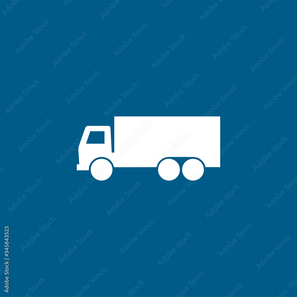 Big Truck Icon On Blue Background. Blue Flat Style Vector Illustration Big Truck Icon On Blue Background. Blue Flat Style Vector Illustration
