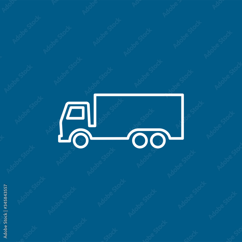Big Truck Line Icon On Blue Background. Blue Flat Style Vector Illustration Big Truck Line Icon On Blue Background. Blue Flat Style Vector Illustration