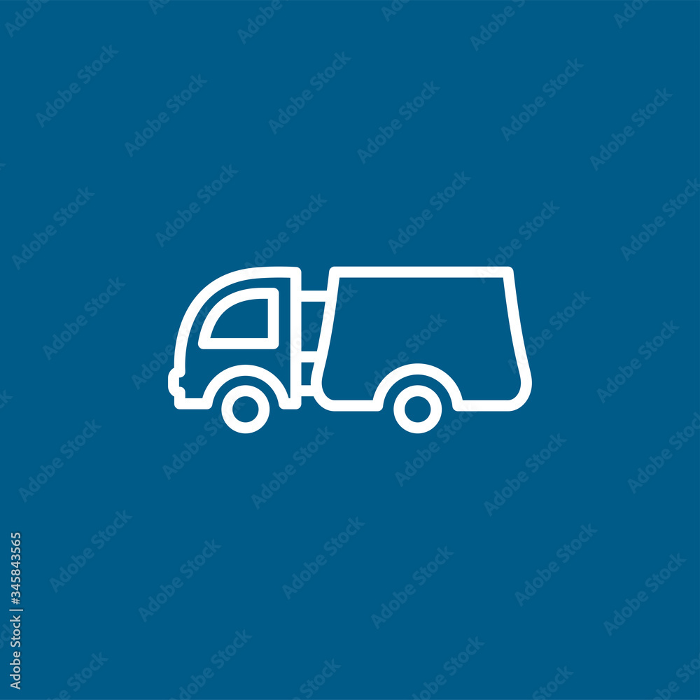Big Truck Line Icon On Blue Background. Blue Flat Style Vector Illustration Big Truck Line Icon On Blue Background. Blue Flat Style Vector Illustration