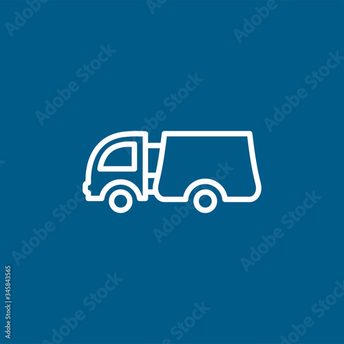 Big Truck Line Icon On Blue Background. Blue Flat Style Vector Illustration © Stock Ninja Studio
