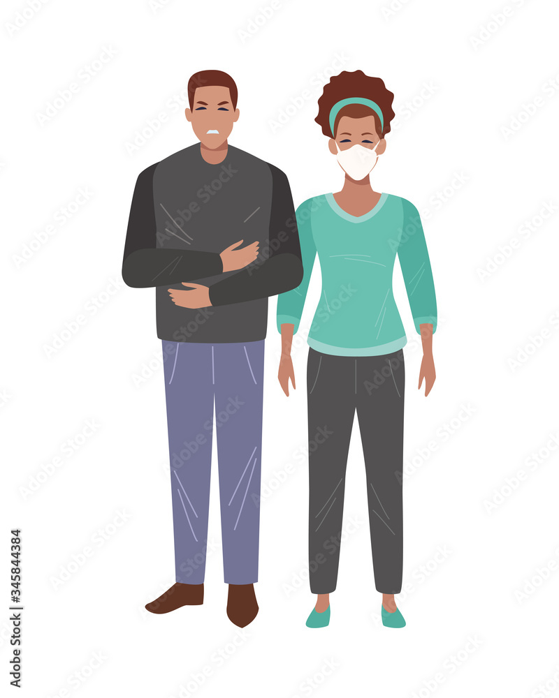 interracial couple sick with covid19 symptoms