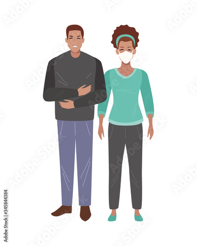 interracial couple sick with covid19 symptoms
