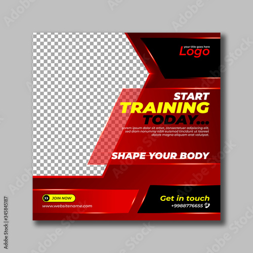 Gym and fitness square banner template social media post web banner and flyer for business promotion