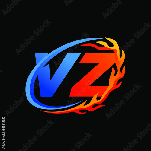 Initial Letters VZ Fire Logo Design