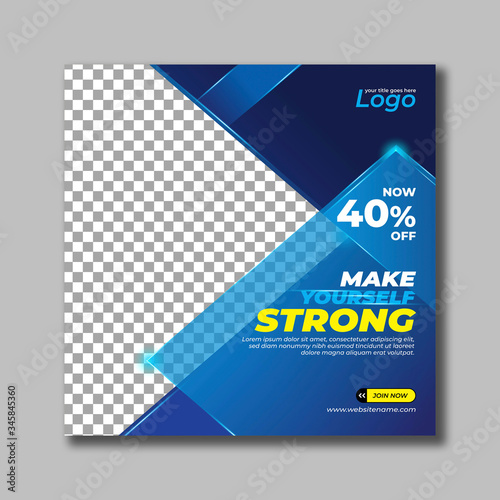 Gym and fitness square banner template social media post web banner and flyer for business promotion