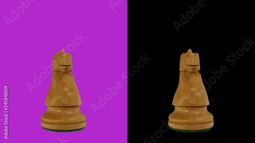 White knight chess piece chromakey 360 degree rotation
