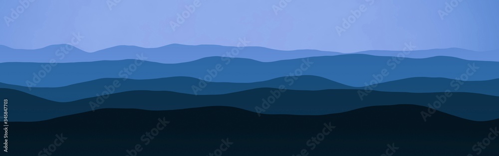 creative panoramic image of mountains in the mist digital art texture background illustration