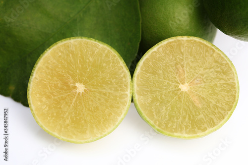 Fresh ripe lemon on white background, lemon on tree