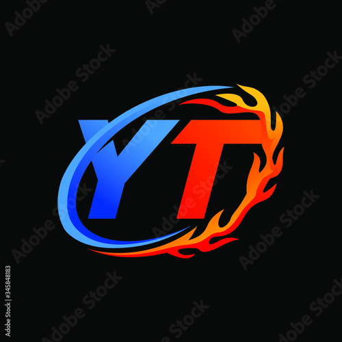 Initial Letters YT Fire Logo Design