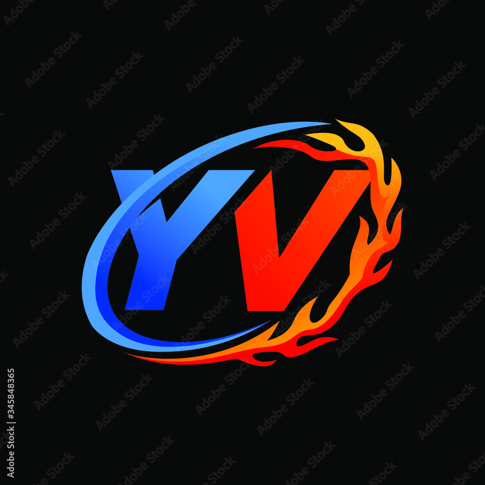 Initial Letters YV Fire Logo Design Initial Letters YV Fire Logo Design