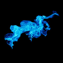 Blue fire, burning, flame black background