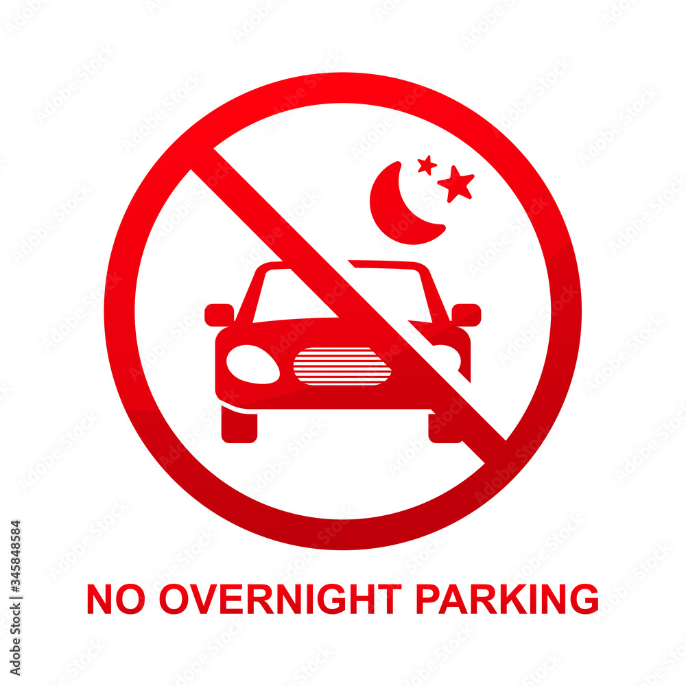 No overnight parking sign isolated on white background vector