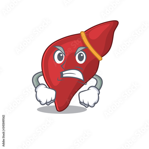 Mascot design concept of healthy human liver with angry face