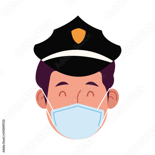police worker using face mask for covid 19
