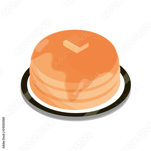 breakfast pancakes with butter and syrup food flat style icon