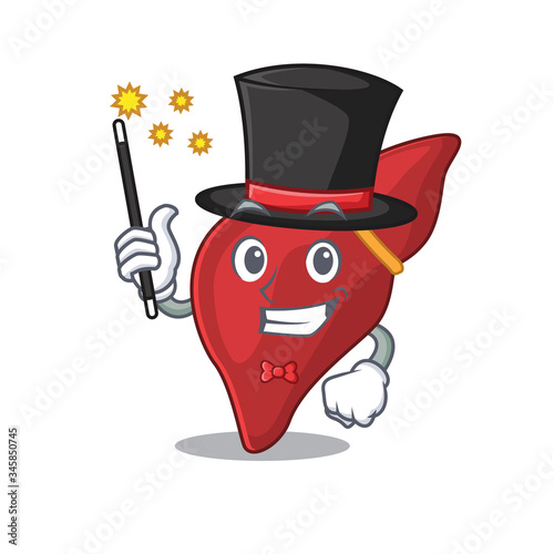 An attractive Magician of healthy human liver cartoon design