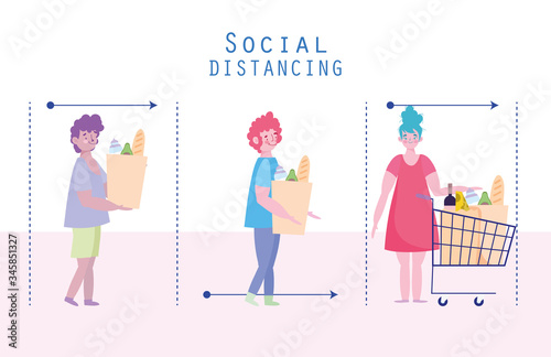 people hoarding purchase, covid 19 coronavirus prevention, social distancing