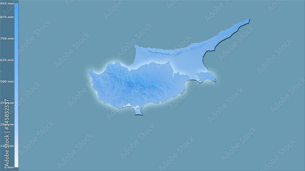 Obraz premium Cyprus, annual precipitation - light glow