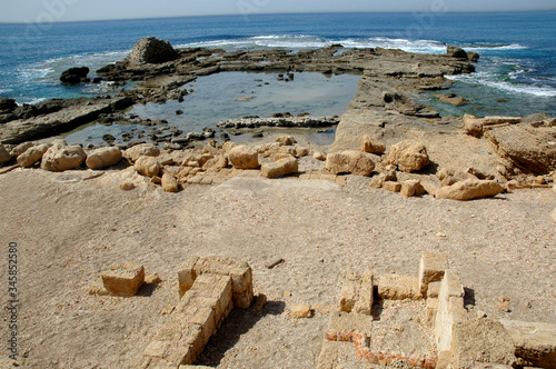 Ruins of Herod's Palace Swimming Pool in Caesarea, Israel