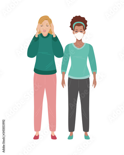 interracial women sick with covid19 symptoms