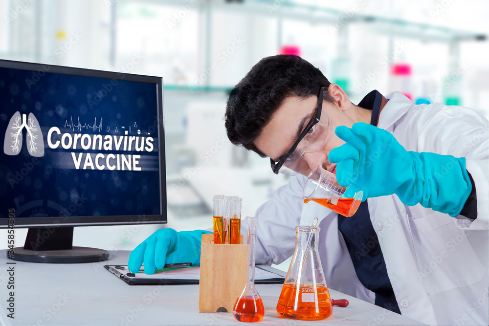 Physician making coronavirus vaccine Physician making coronavirus vaccine