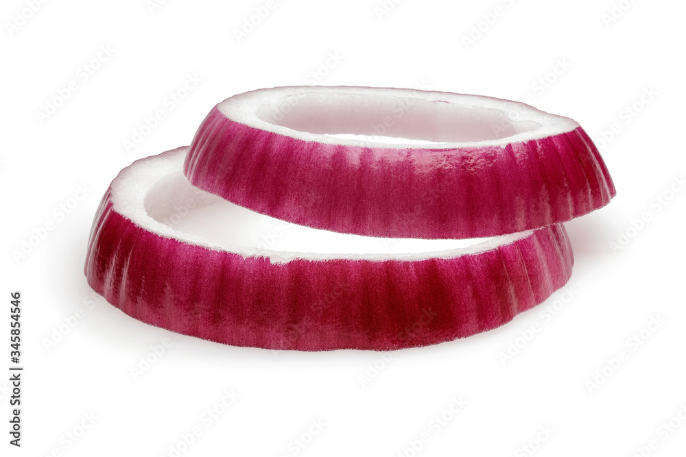 Fotografie Red onion rings isolated on white