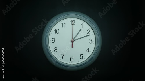 Wallpaper Mural White wall clock isolated 01.00 am or pm. on black background, Time lapse 60 minutes moving fast, Time concept. Torontodigital.ca