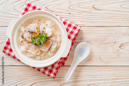 boiled rice soup with fish