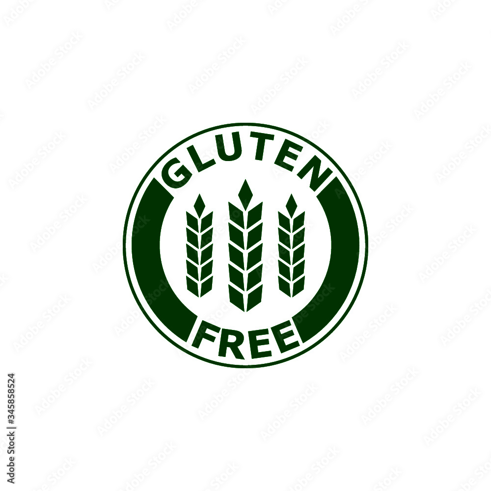 Gluten free green badge for diet control icon. Gluten free sign isolated on white background Gluten free green badge for diet control icon. Gluten free sign isolated on white background