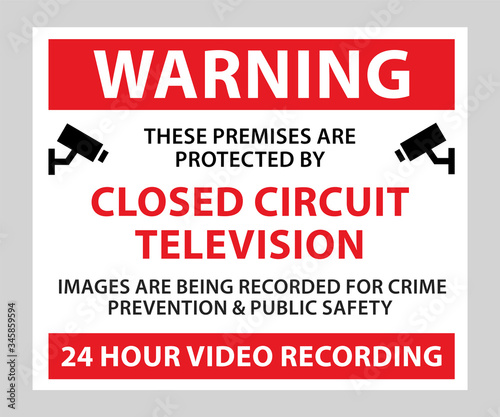 Warning these premises are protected by CCTV camera sign post