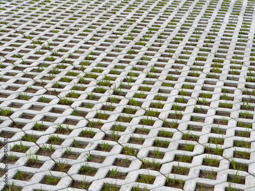 Wallpaper Mural paving slabs lawn grill with green grass Torontodigital.ca