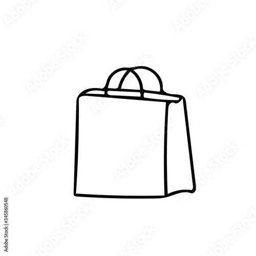 shopping bag hand drawn in doodle style. Element for design postcard