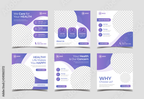 Medical and healthcare square banner for social media post template