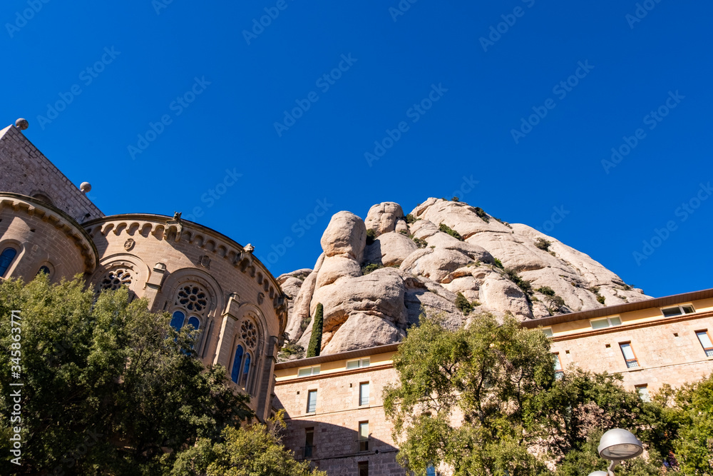 Fototapeta premium Montserrat monastery on mountain in Barcelona, Catalonia.