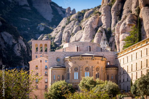 Montserrat monastery on mountain in Barcelona, Catalonia.