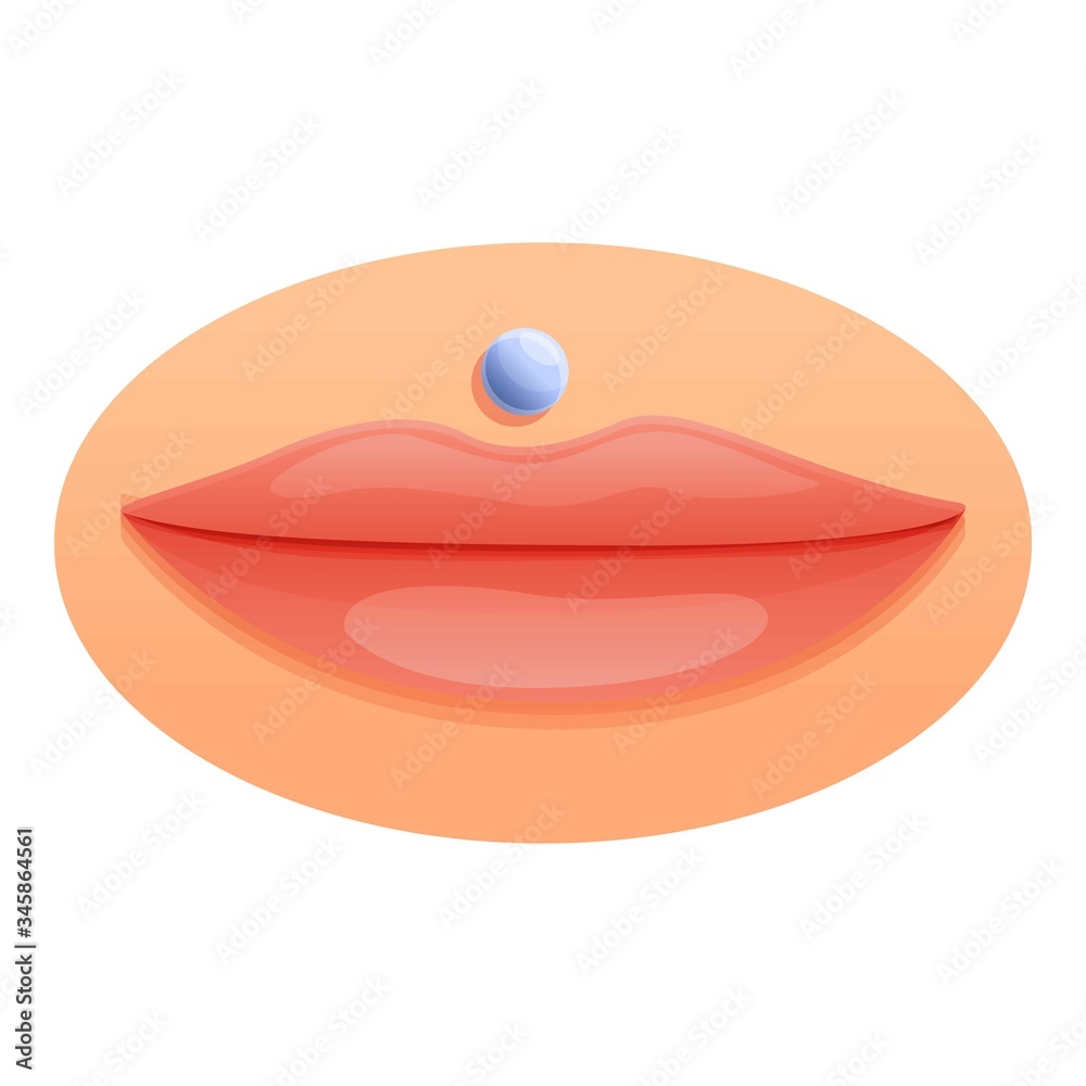 Cute lips piercing icon. Cartoon of cute lips piercing vector icon for web design isolated on white background Cute lips piercing icon. Cartoon of cute lips piercing vector icon for web design isolated on white background