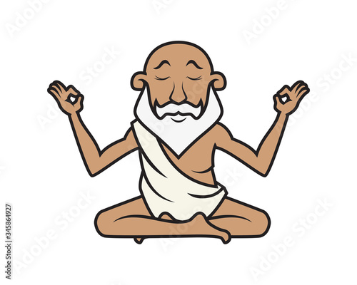 Detailed Yoga Guru Mascot Illustration