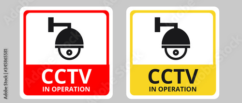 Warning CCTV in operation, video surveillance sign vector
