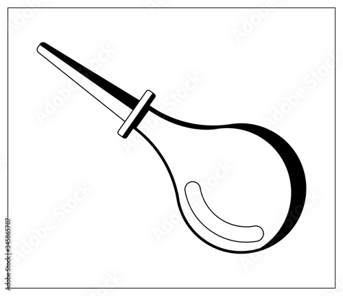 Vector illustration with outlines of syringe ball, medicine silicone dropper. For web, logo, app, UI. Isolated