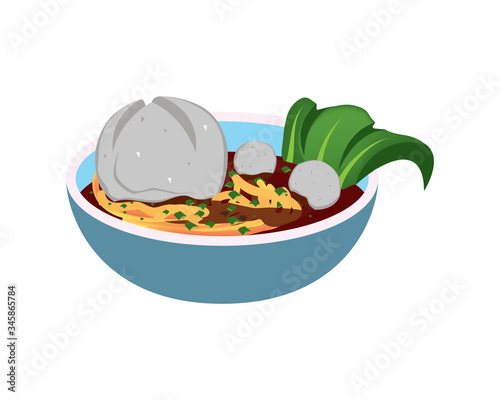 Detailed Bakso or Asian Food Illustration