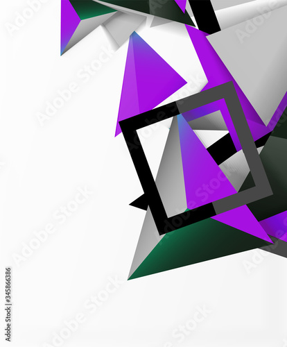 Abstract background, mosaic 3d triangles composition, low poly style design. Vector Illustration For Wallpaper, Banner, Background, Card, Book Illustration, landing page